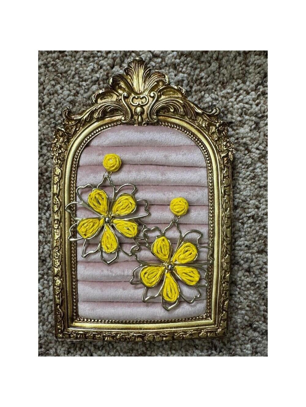Custom Yellow Floral Dangle Earrings